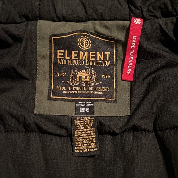 Element Wolfeboro Collection Heavy Winter Jacket Olive Size Large - Picture 14 of 16